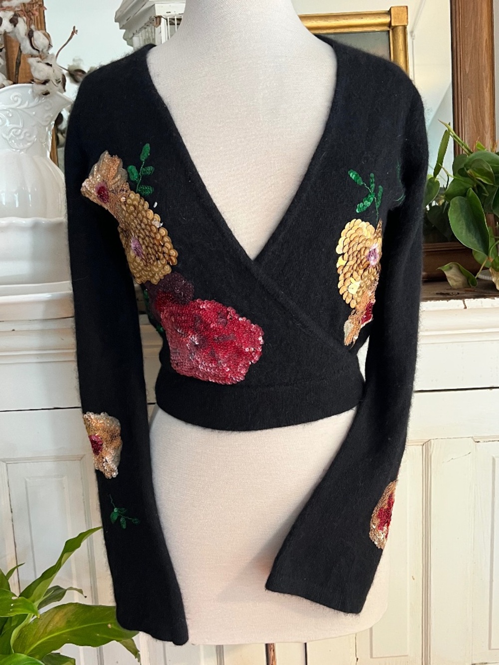Vintage SLEEPING ON SNOW | ANTHROPOLOGIE layering sweater stunning sequin design